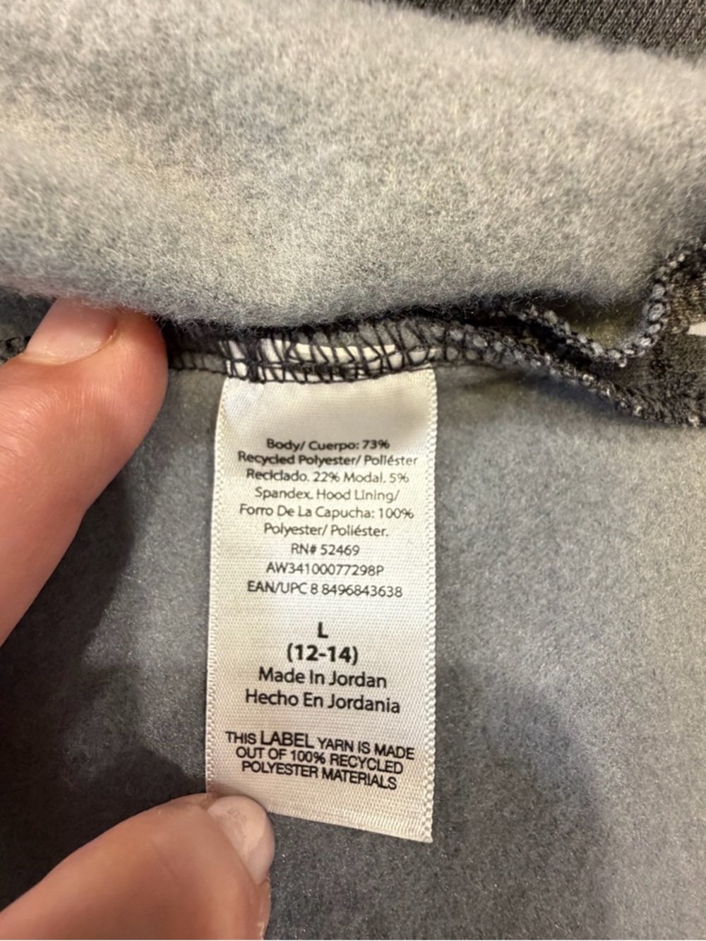Athletic Works Gray Camouflage Pullover Hoodie 12-14 - Picture 8 of 11